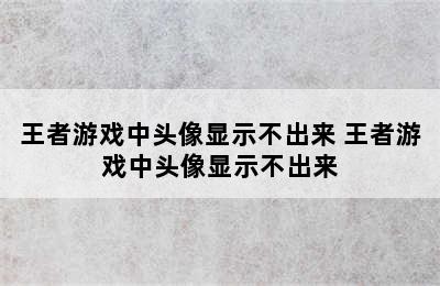 王者游戏中头像显示不出来 王者游戏中头像显示不出来